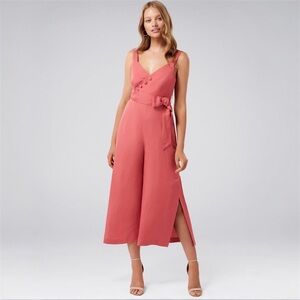 Ever New Pink Linen Blend Wide-Leg Jumpsuit – Size 8 Petite | Tie Waist